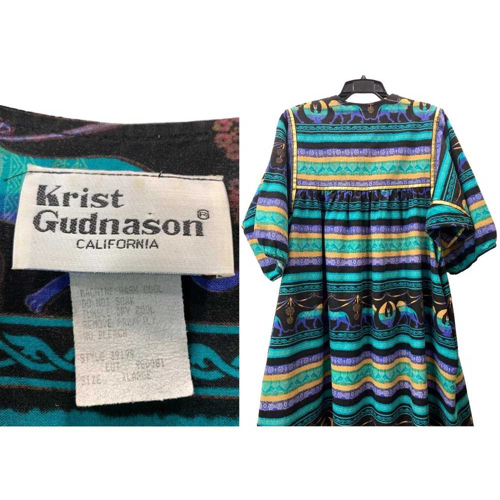 70s 80s Krist Gudnason Egypt Print MuuMuu Kaftan … - image 3