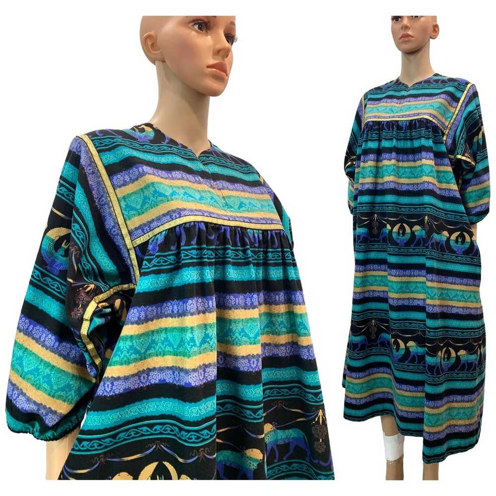 70s 80s Krist Gudnason Egypt Print MuuMuu Kaftan … - image 5