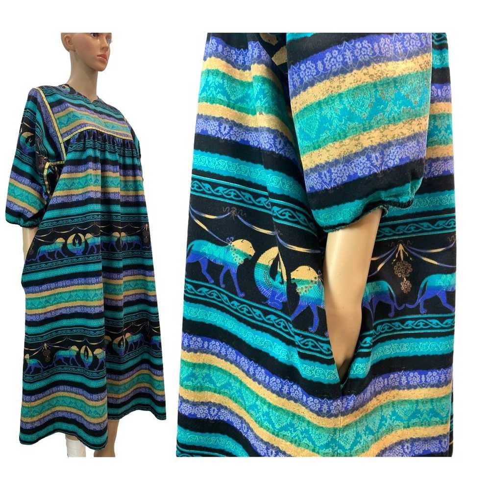 70s 80s Krist Gudnason Egypt Print MuuMuu Kaftan … - image 7