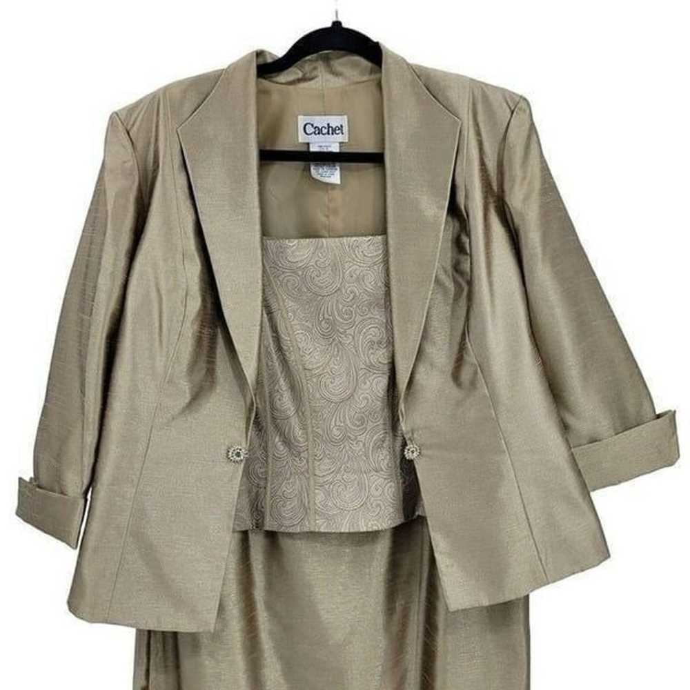 Vintage 80's Cache gown dress set blazer maxi bro… - image 10