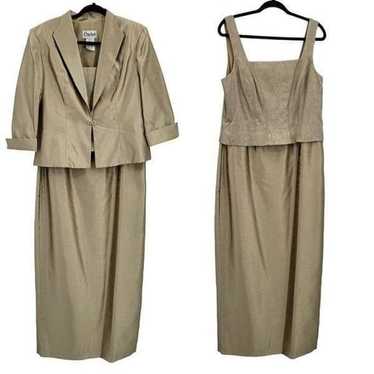 Vintage 80's Cache gown dress set blazer maxi bro… - image 1