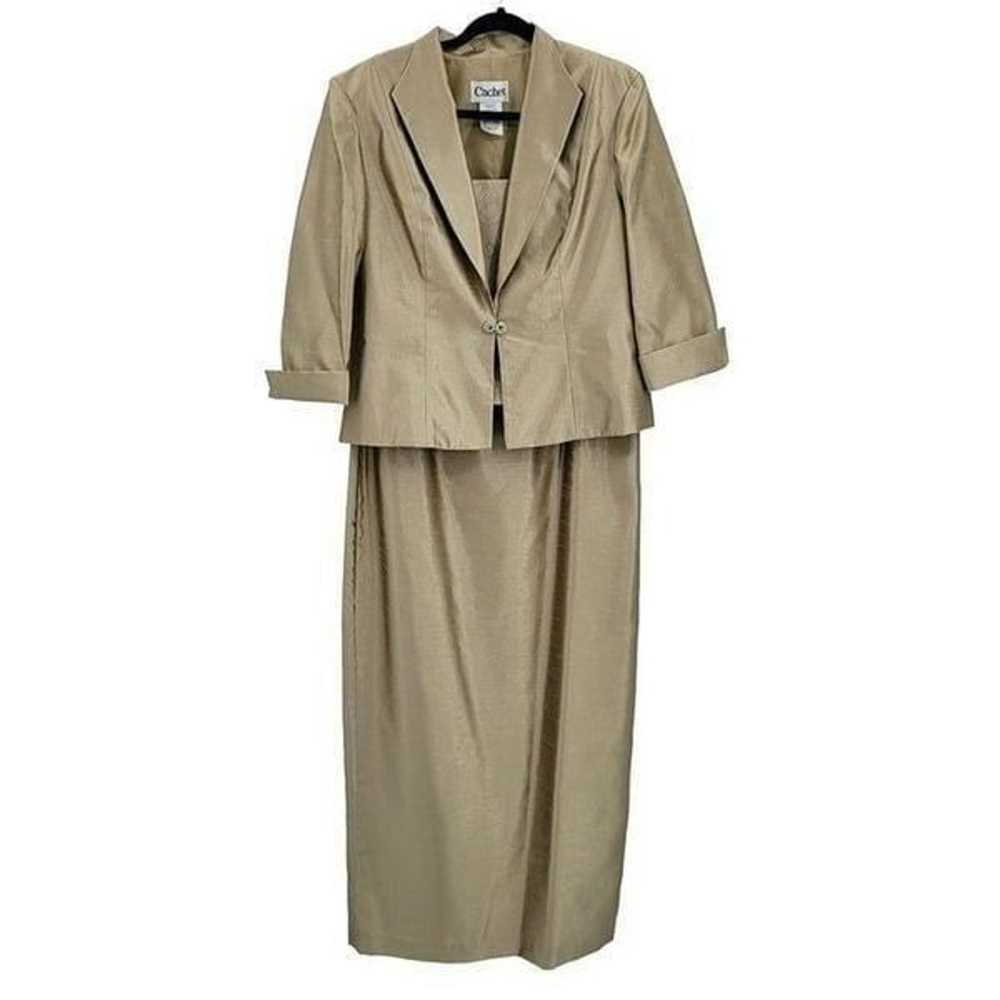 Vintage 80's Cache gown dress set blazer maxi bro… - image 8