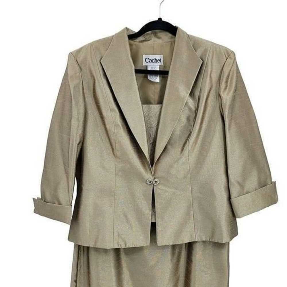 Vintage 80's Cache gown dress set blazer maxi bro… - image 9