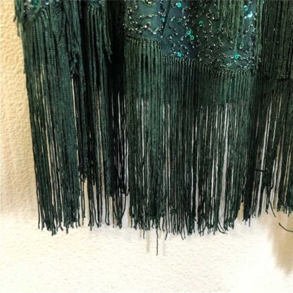 Emerald Green Sequins Beaded Fringe Dress - image 10