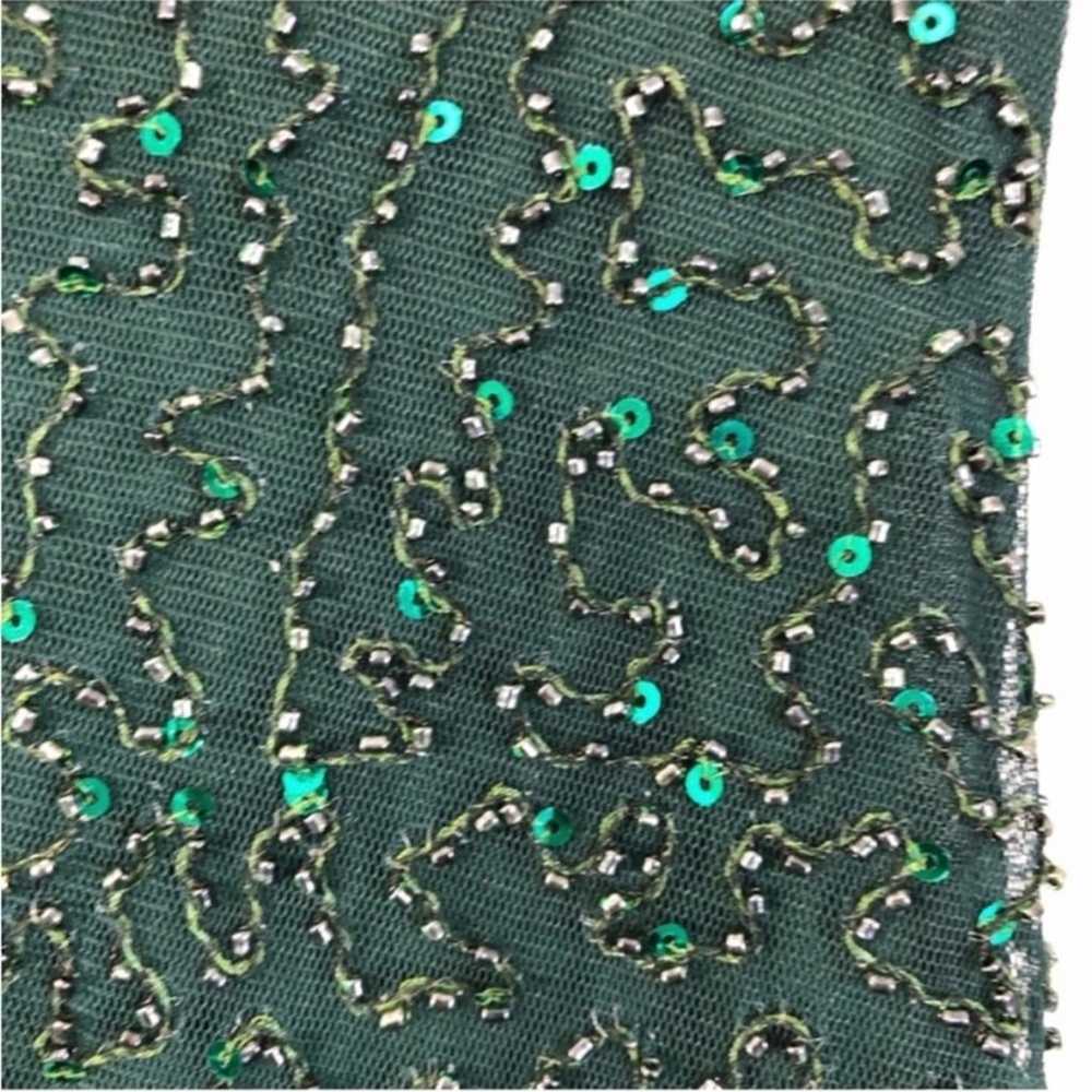 Emerald Green Sequins Beaded Fringe Dress - image 12