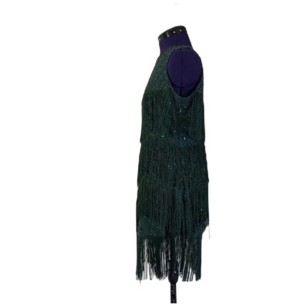 Emerald Green Sequins Beaded Fringe Dress - image 2