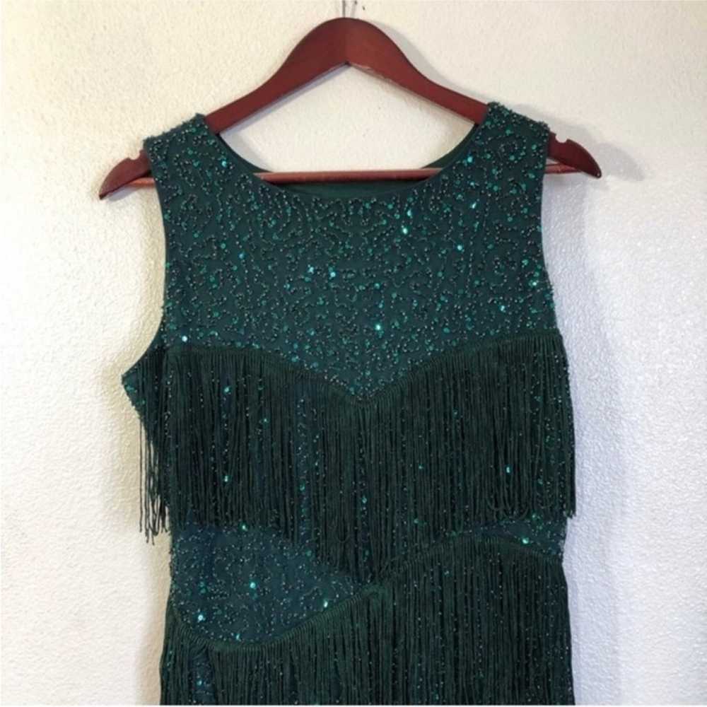 Emerald Green Sequins Beaded Fringe Dress - image 6