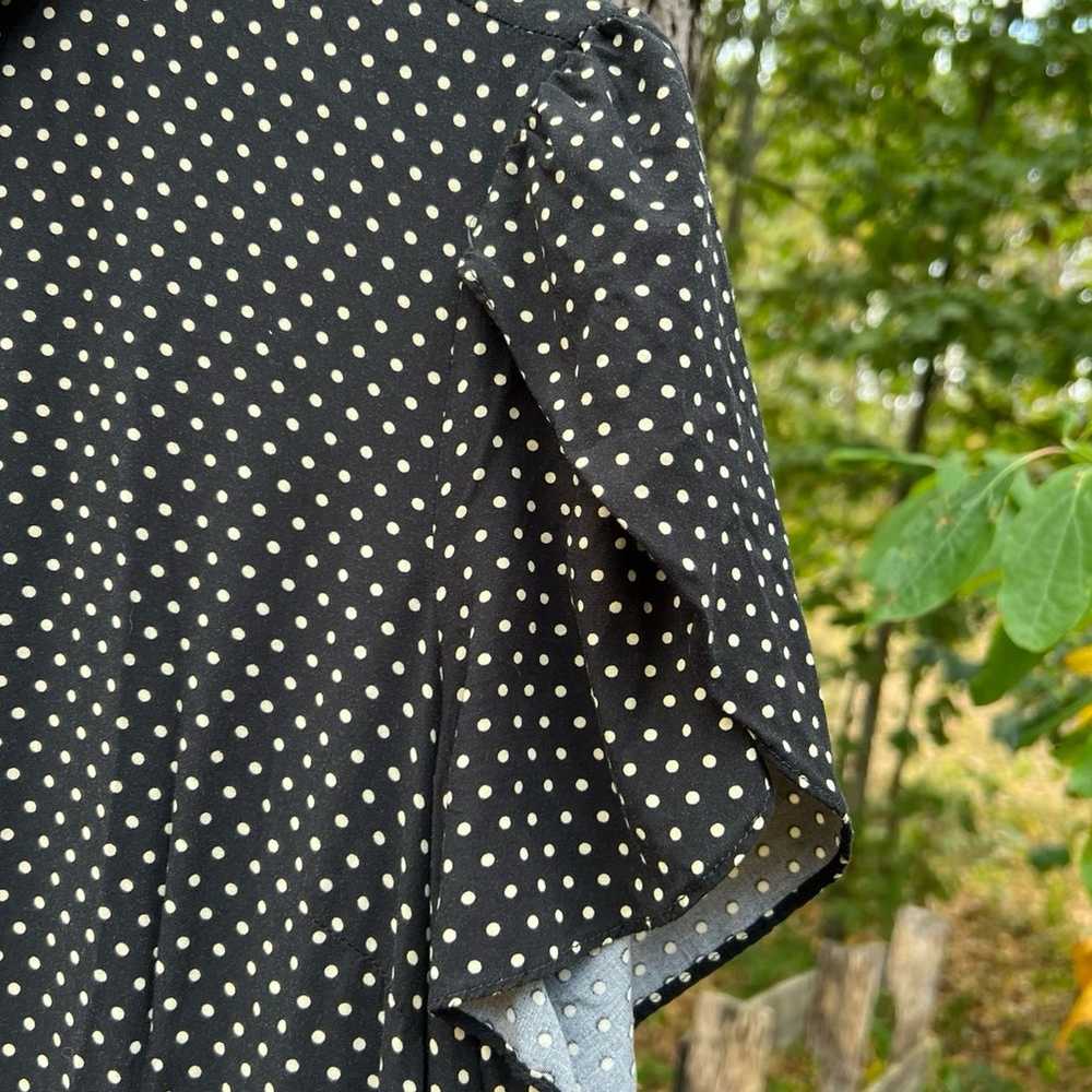 Chaps Classic Black Tan Polka Dot Button Down Mid… - image 4