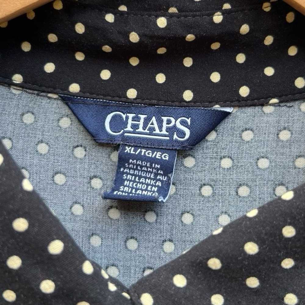 Chaps Classic Black Tan Polka Dot Button Down Mid… - image 5