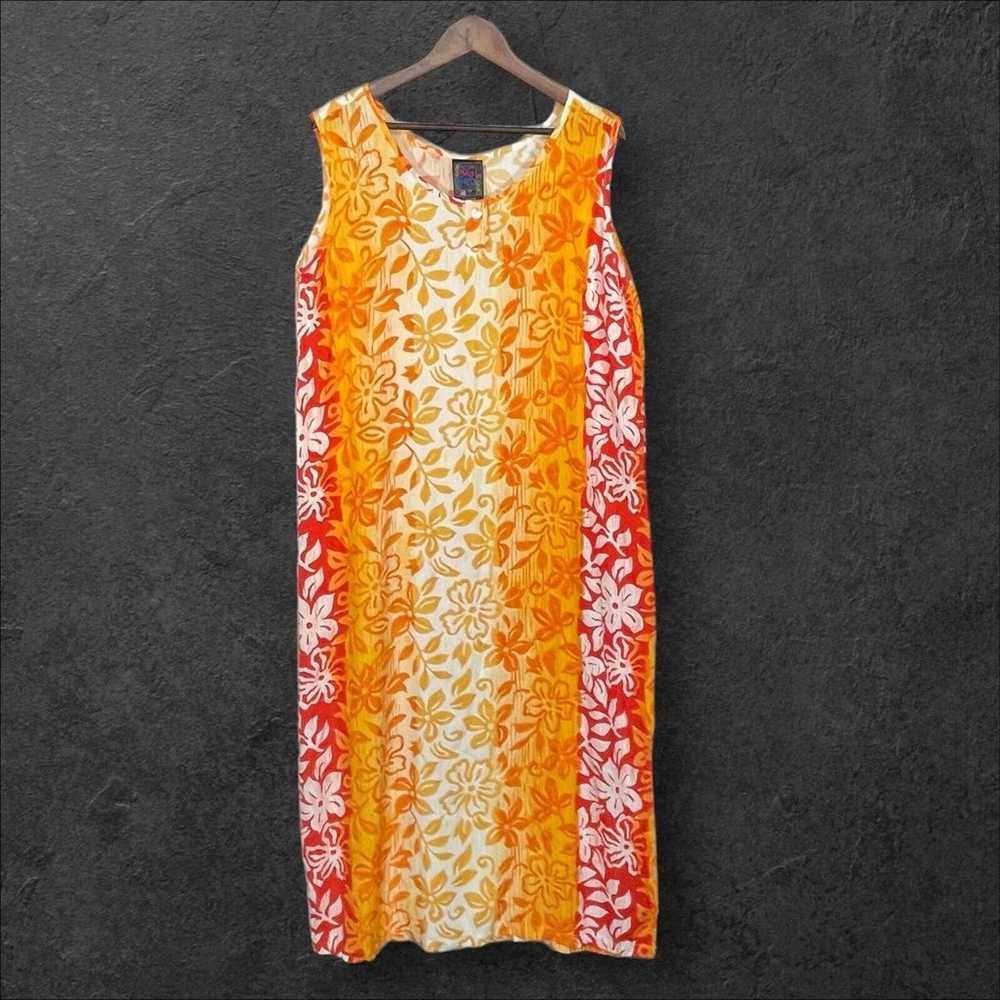 Big Hed Designs Maxi Dress Women XL Yellow Multic… - image 1