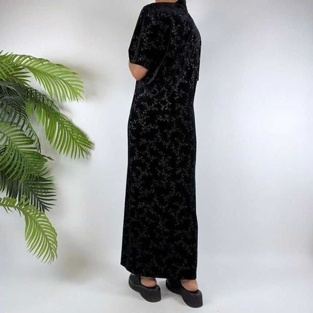 Vintage 90s Grunge Black Velvet Floral Whimsygoth… - image 2