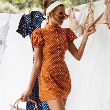 WeWoreWhat Elle Polka Dot Puff Sleeve Retro Mini D