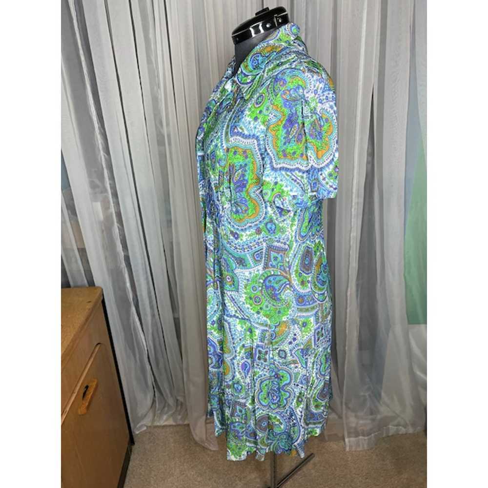 dress paisley purple fluorescent green blue 1970s - image 3