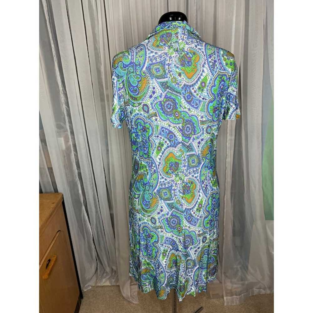 dress paisley purple fluorescent green blue 1970s - image 4