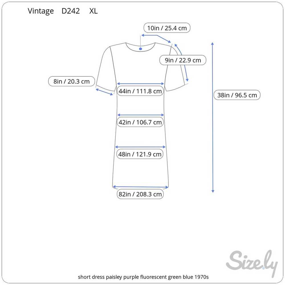 dress paisley purple fluorescent green blue 1970s - image 6