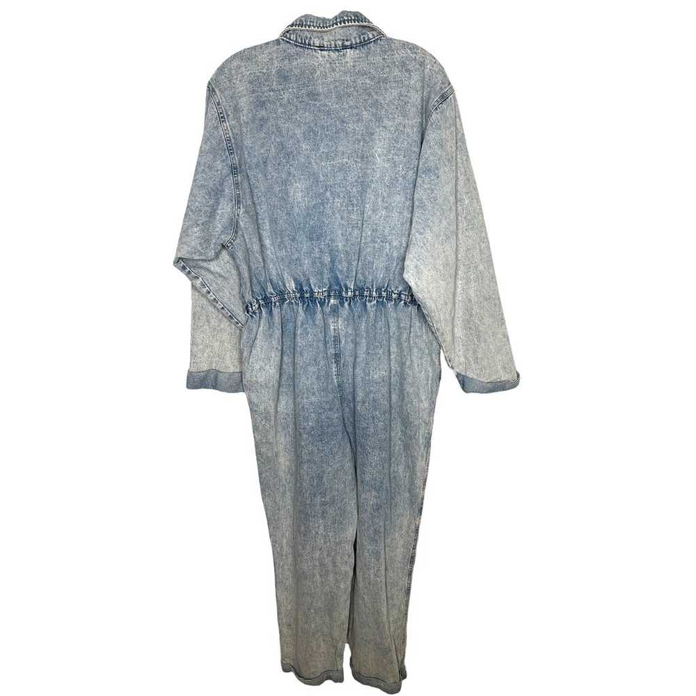 Vintage 90's Womans XL Denim Coveralls Acid Washe… - image 2