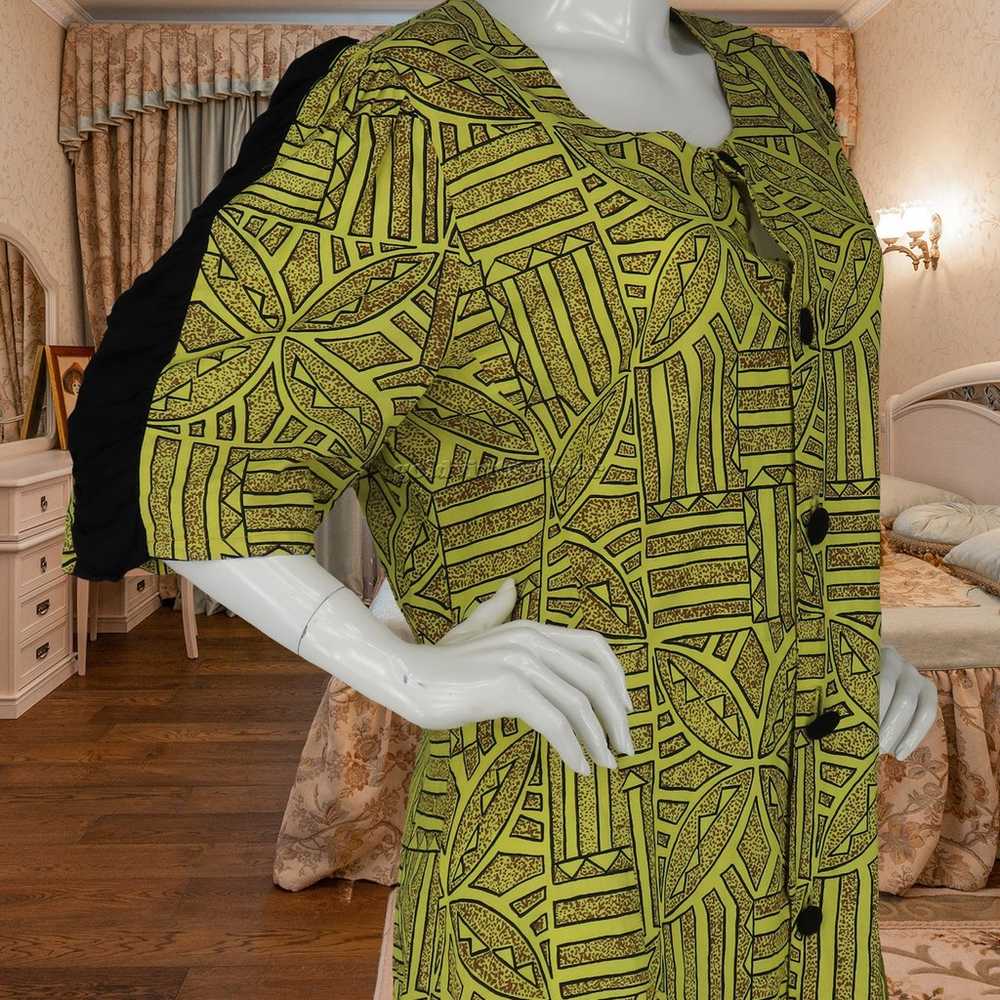 Vintage Tribal Ethnic Print Button-Up Dress XL - image 9