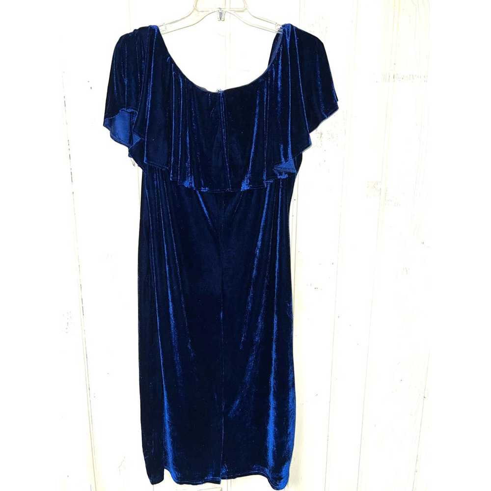 Unique Vintage Wiggle DRESS 22W 24W Blue Velvet F… - image 8