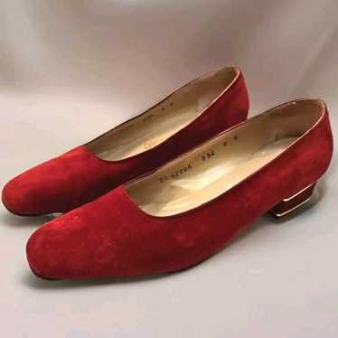 Salvatore Ferragamo Luminosa Rubino Red Suede Pum… - image 1