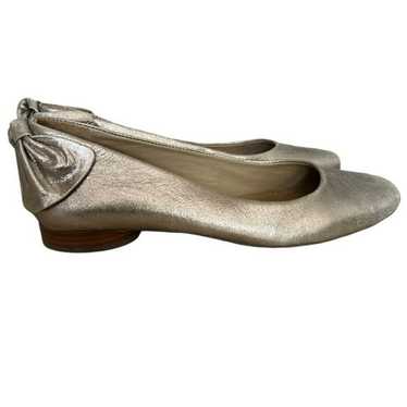 Bernardo Eloise Metallic Gold Leather Bow Back Bal