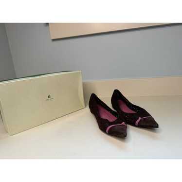 Kate Spade Denise Chocolate Suede Flats with Pink 