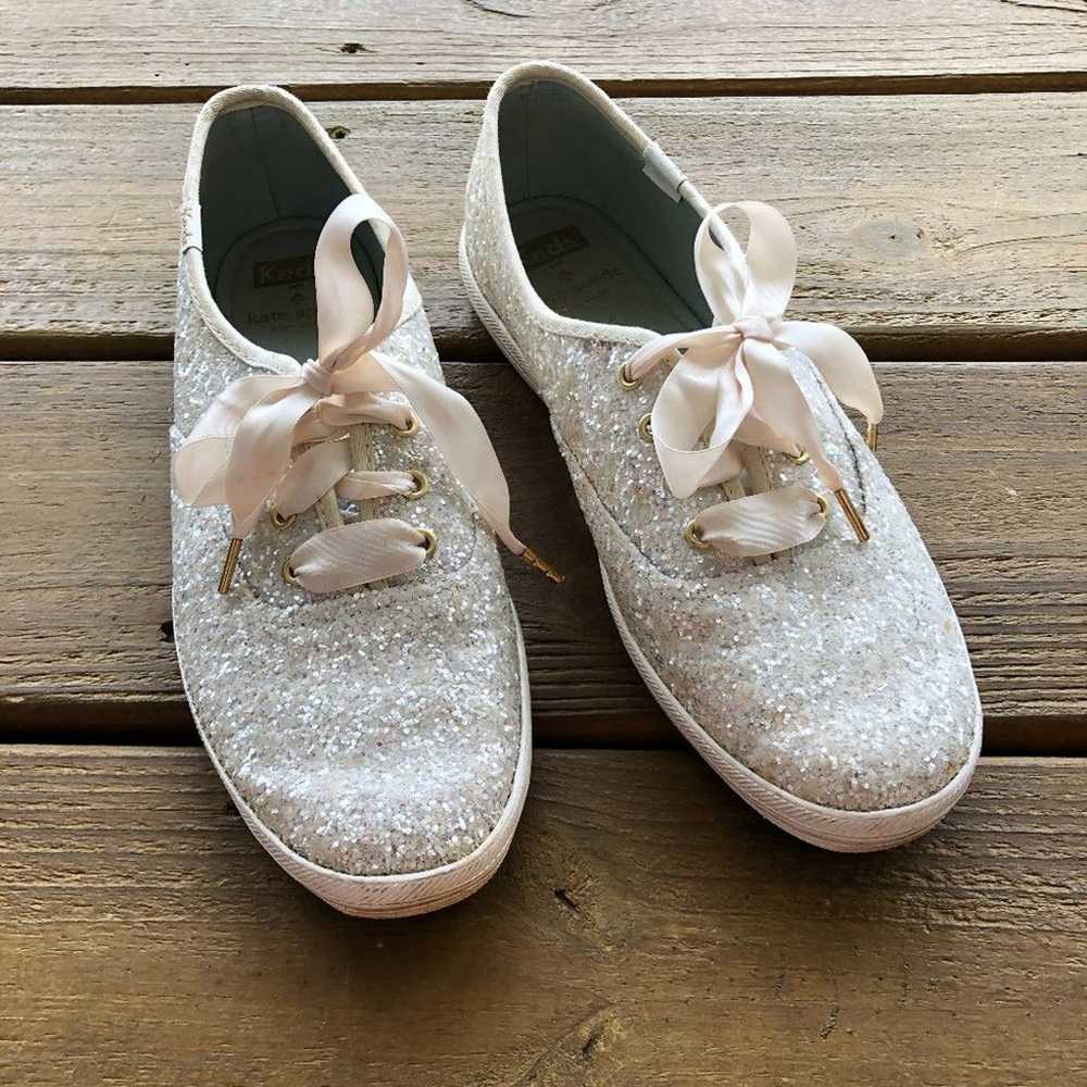 Keds x Kate Spade White Champion Glitter Sneakers - image 1