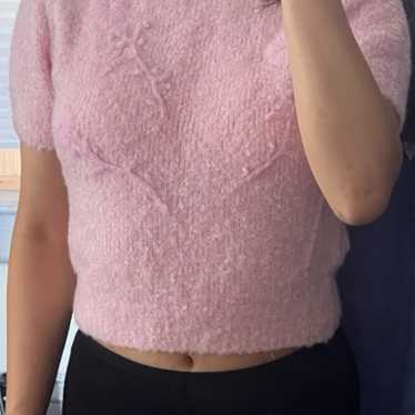 zara pink emroidery sweater top - size s