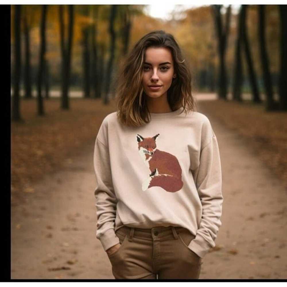 Unisex Vintage Fox Beige Crewneck Sweatshirt Anti… - image 2