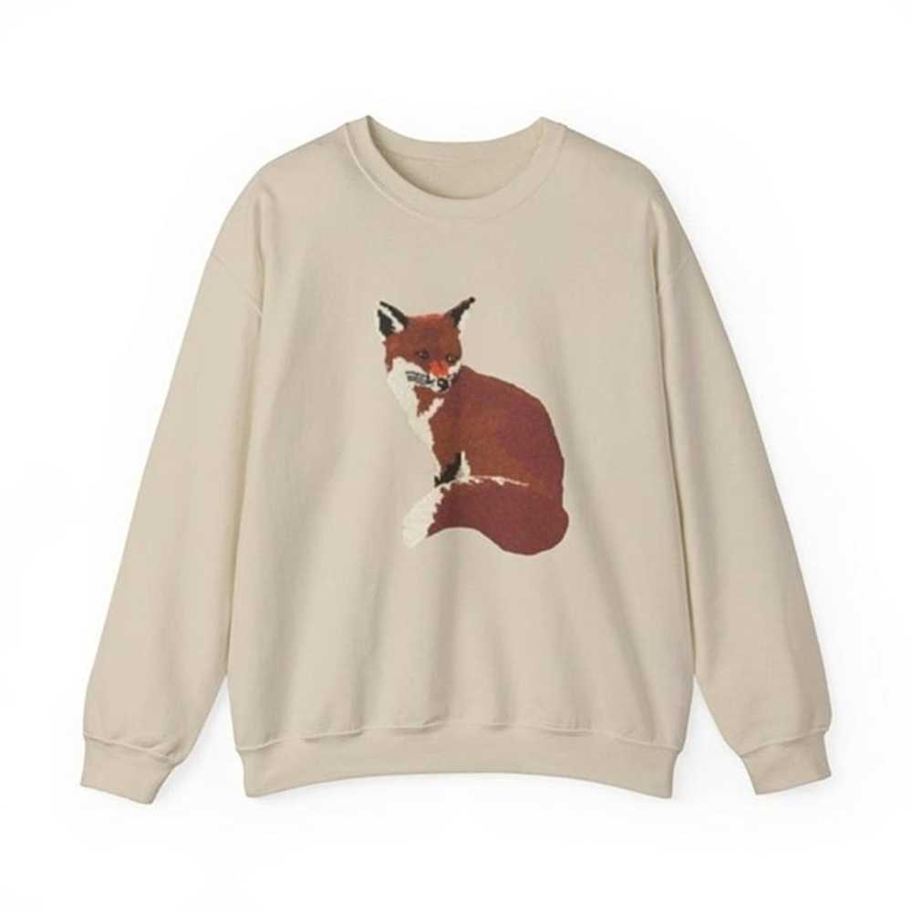 Unisex Vintage Fox Beige Crewneck Sweatshirt Anti… - image 3