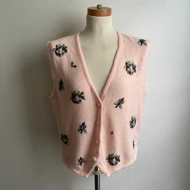 Vintage Susan Bristol Lambswool Angora Pink Beade… - image 1