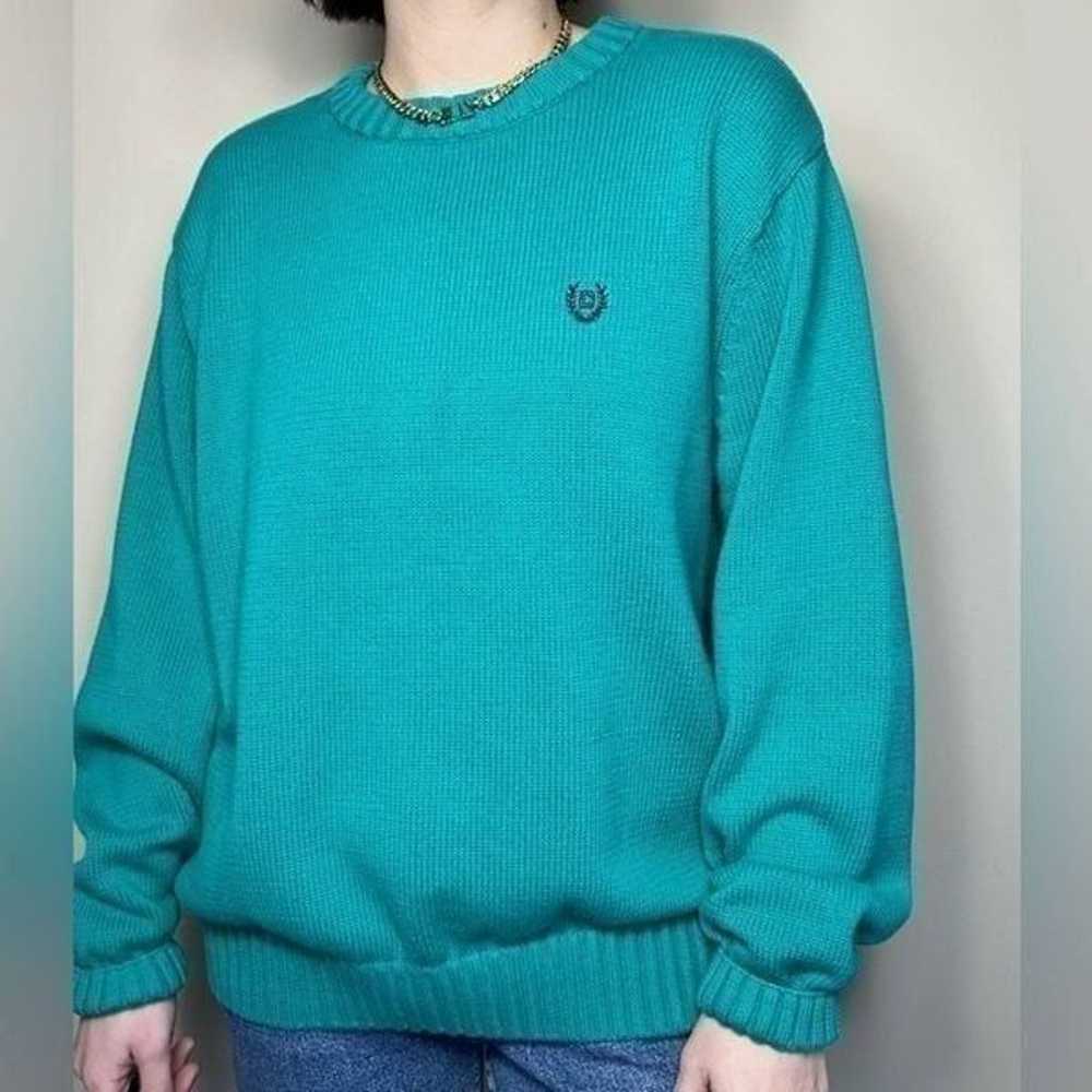 Chaps Vintage Teal Oversized Knit Sweater Pullover - image 1