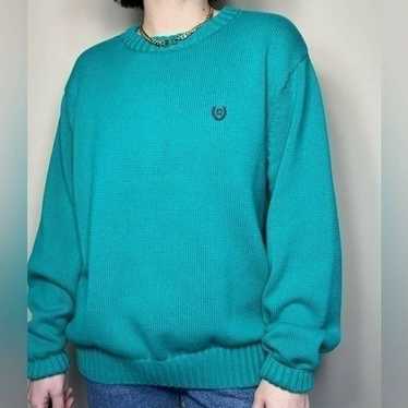 Chaps Vintage Teal Oversized Knit Sweater Pullover - image 1