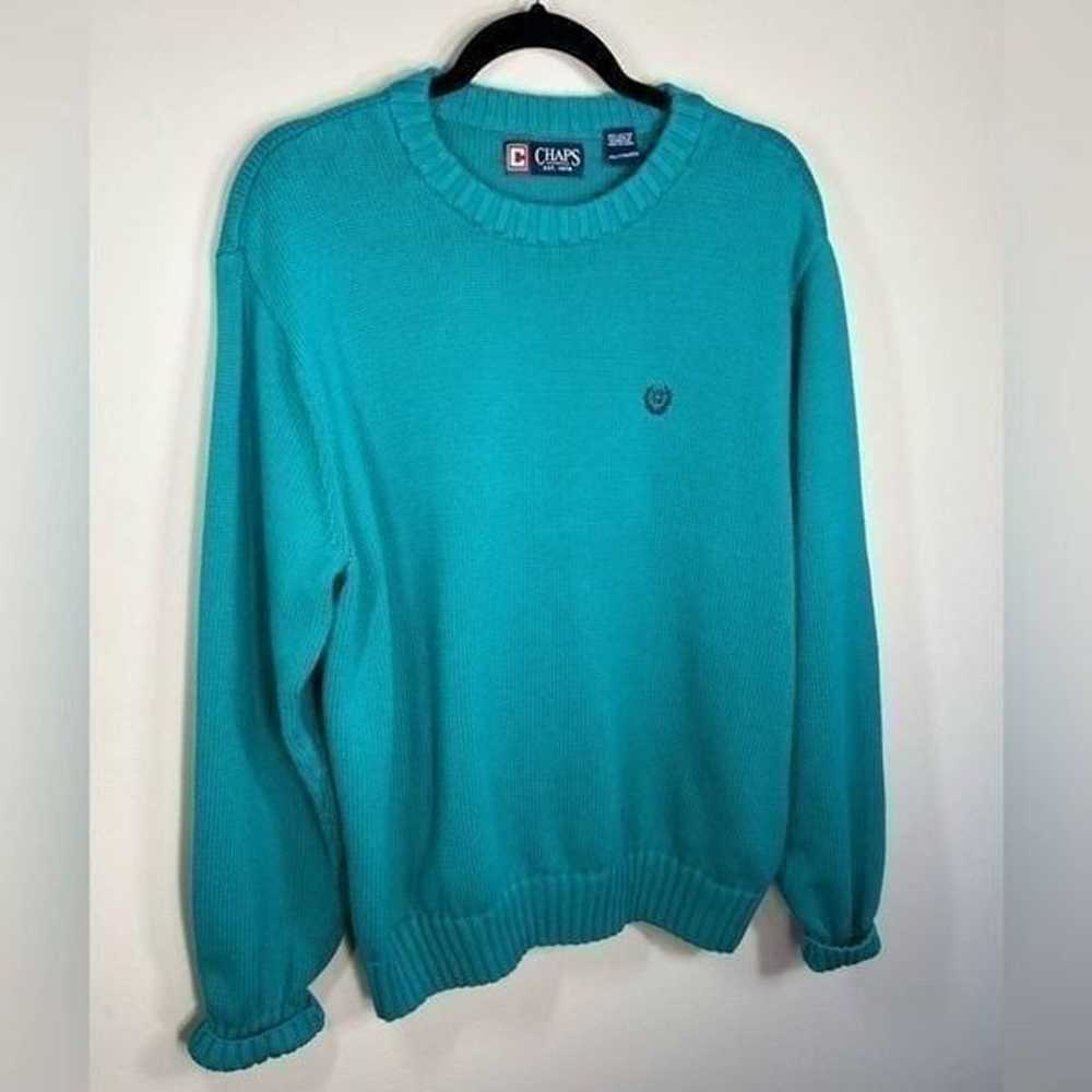 Chaps Vintage Teal Oversized Knit Sweater Pullover - image 2