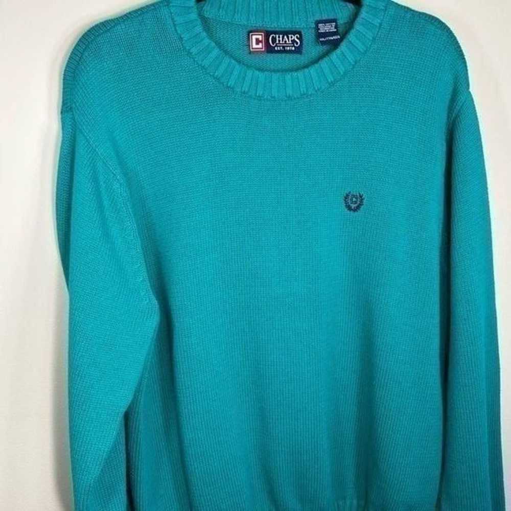 Chaps Vintage Teal Oversized Knit Sweater Pullover - image 3