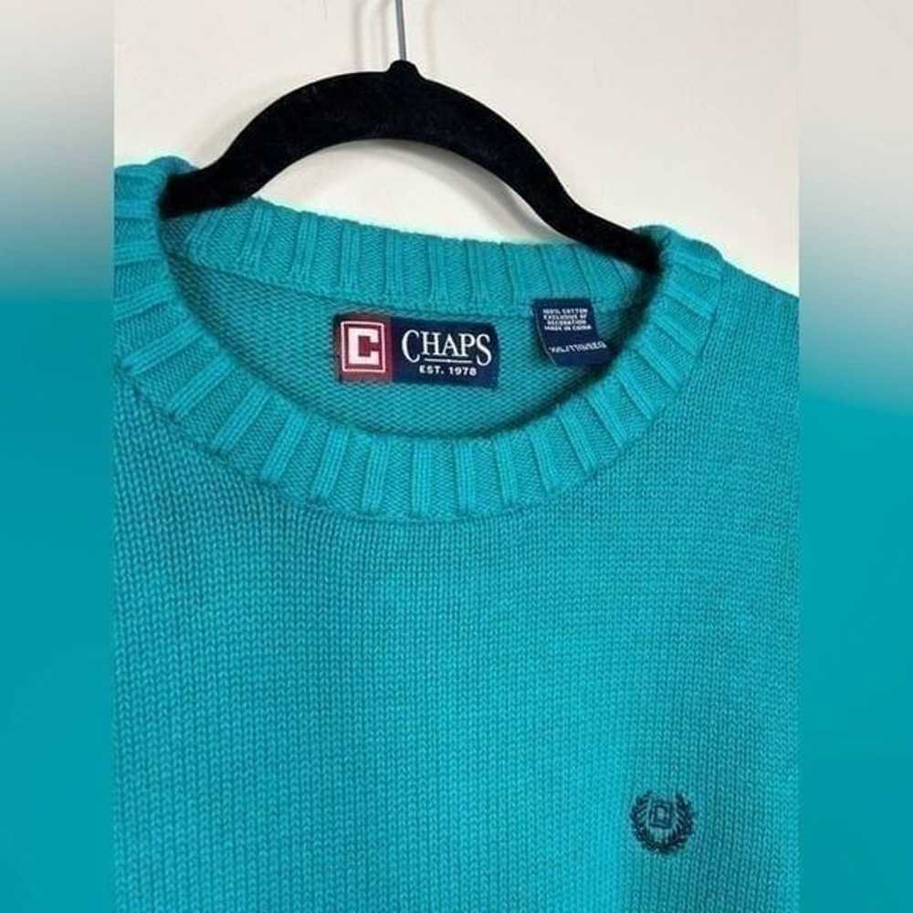 Chaps Vintage Teal Oversized Knit Sweater Pullover - image 5