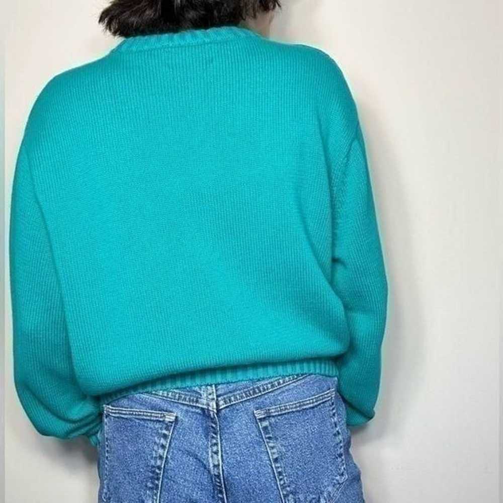 Chaps Vintage Teal Oversized Knit Sweater Pullover - image 6