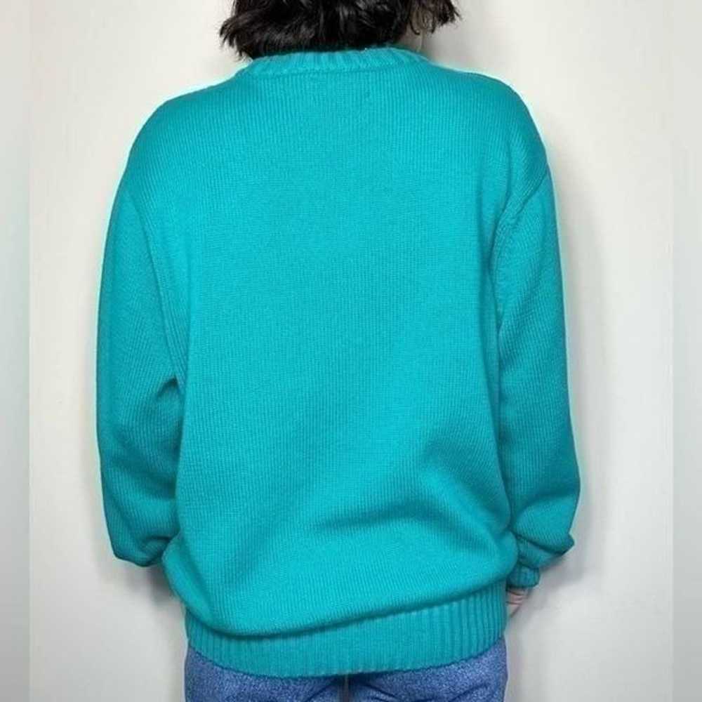 Chaps Vintage Teal Oversized Knit Sweater Pullover - image 7