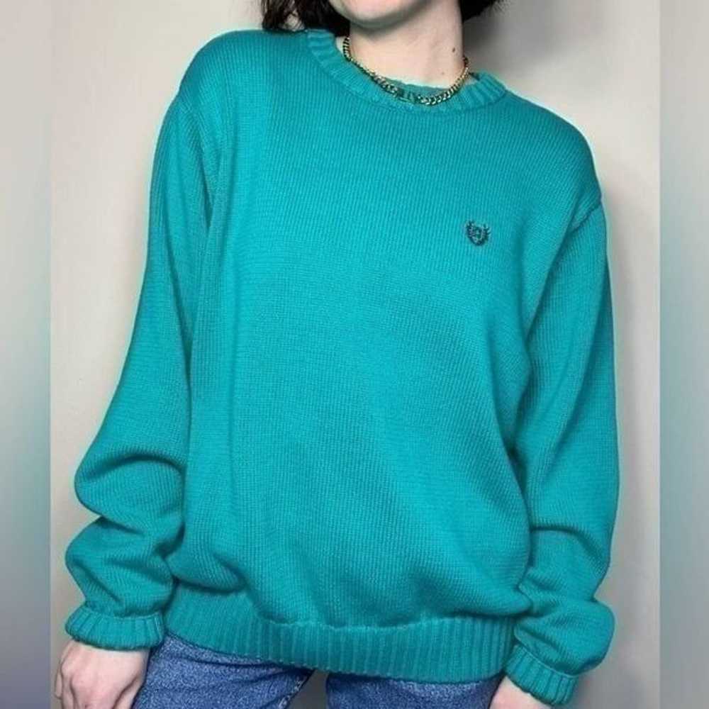 Chaps Vintage Teal Oversized Knit Sweater Pullover - image 8