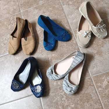 Women's Shoe Bundle 5 Pair of Slip-On Loafers & Fl