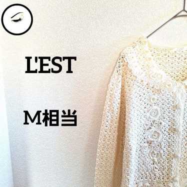 Laest [L'EST] cotton knit cardigan White Floral pa