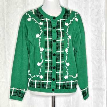 Pendleton Vintage Green Plaid & Floral Button Fron