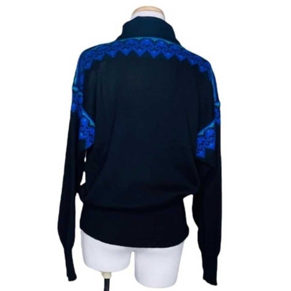 Vintage Meister Ski Sweater Black & Blue Wool Acr… - image 3