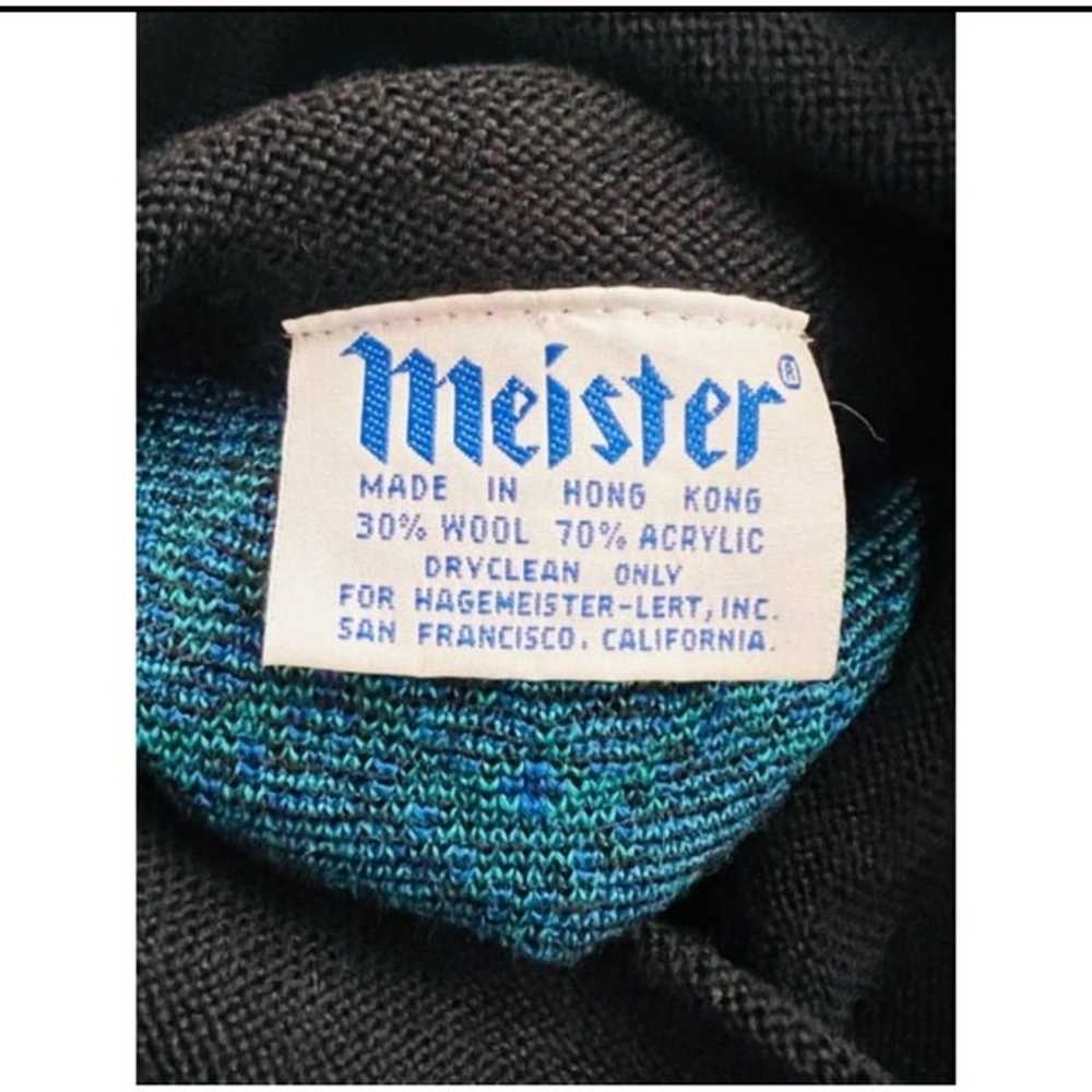 Vintage Meister Ski Sweater Black & Blue Wool Acr… - image 6