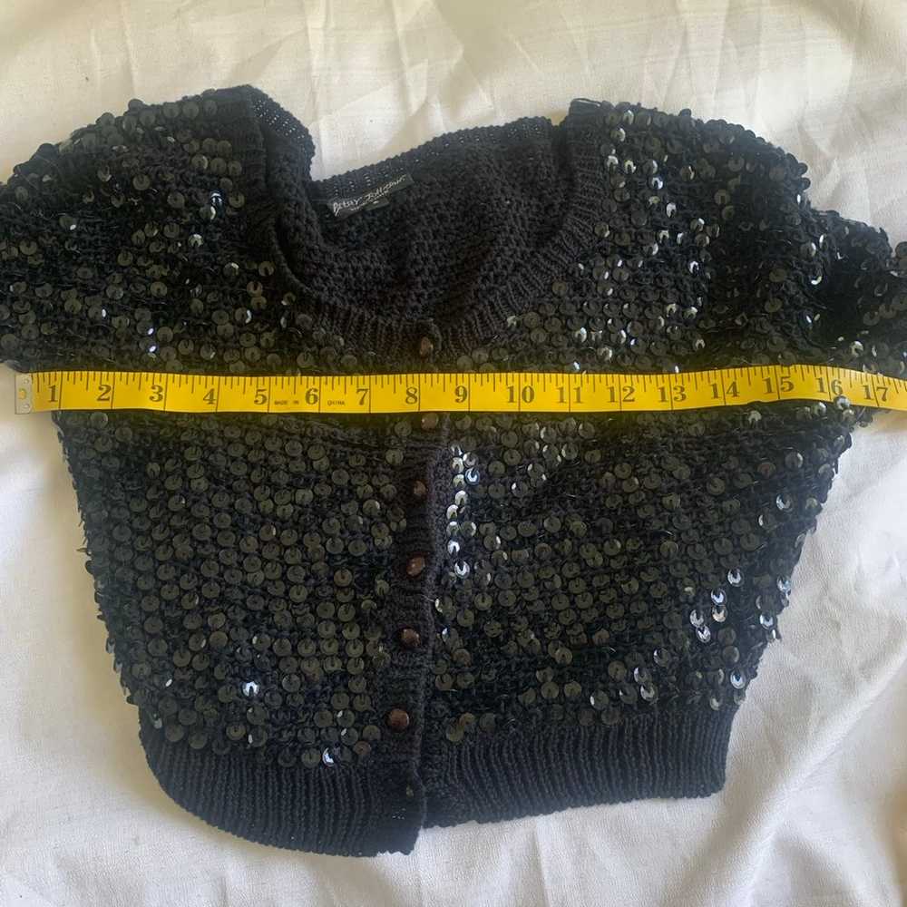 Betsey Johnson VTG Y2K Black Sequins Knit Cropped… - image 7