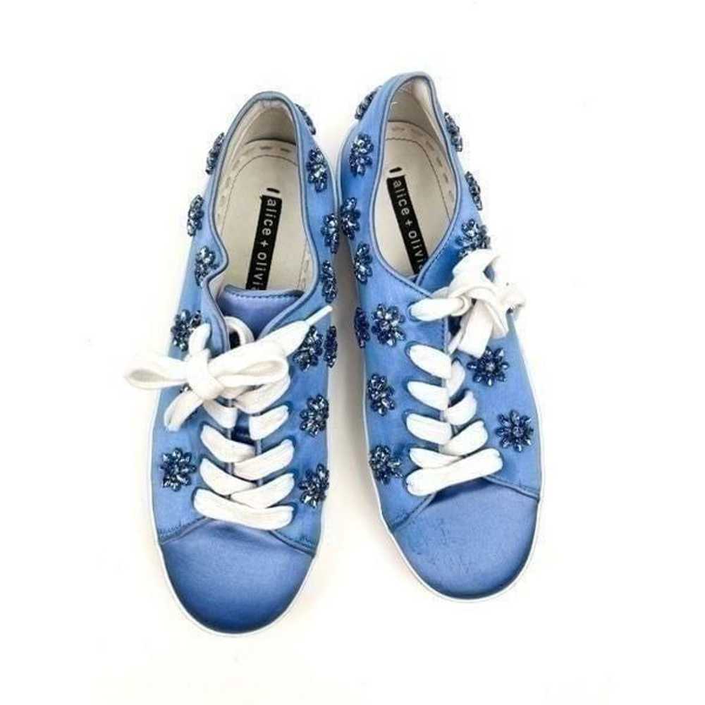 Alice + Olivia Cleo Embellished French Blue Sneak… - image 3