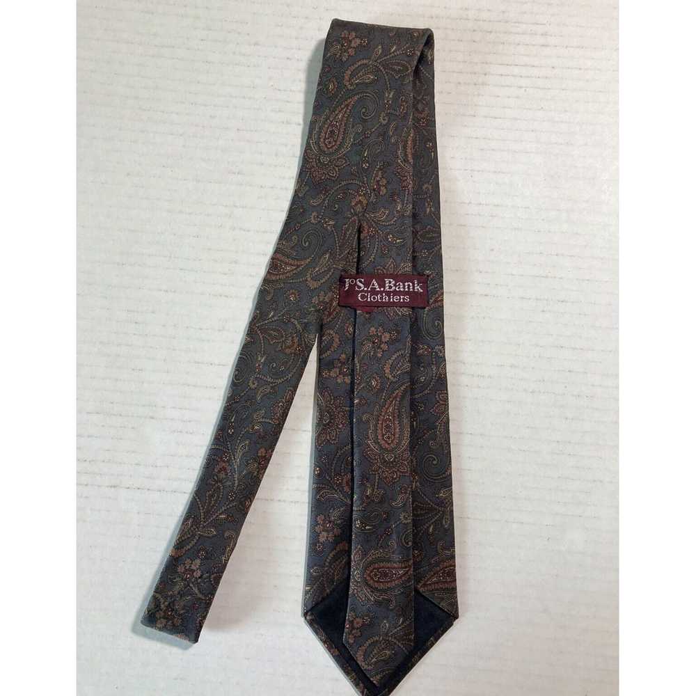 Jos. A. Bank Silk Paisley Patterned Green Red Tan… - image 3