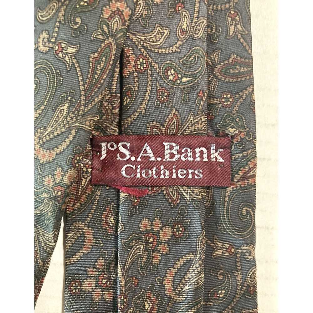 Jos. A. Bank Silk Paisley Patterned Green Red Tan… - image 4