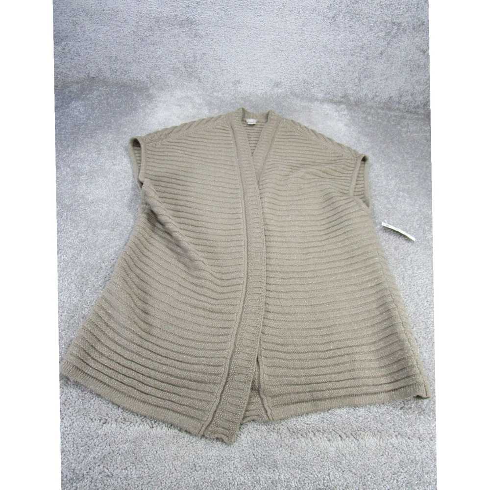 Vintage Chicos Beige Knit Open Front Sleeveless C… - image 1