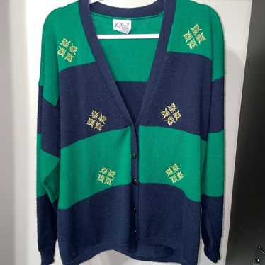 Vintage green & blue cardigan XL - image 1