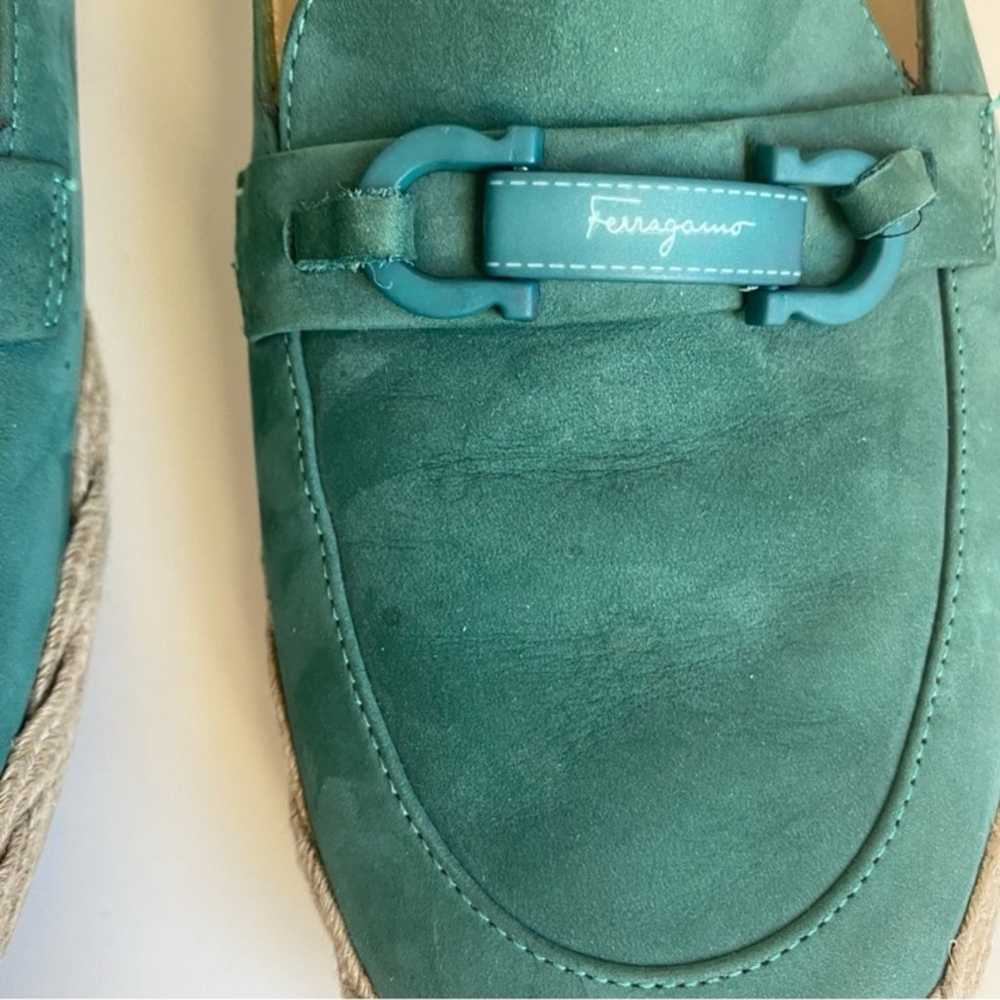 Salvatore Ferragamo Gancini Teal Suede Leather Es… - image 10